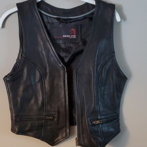 Red Line black faux leather vest